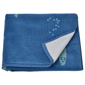 BLAVINGAD Bath towel, turtle pattern/dark blue, 70x140 cm