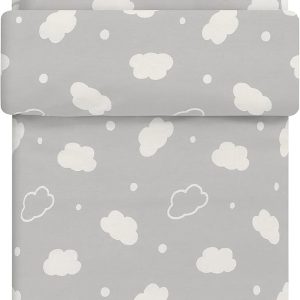 RINGDUVA 3-piece bedlinen set for cot, cloud/pink, 60x120 cm