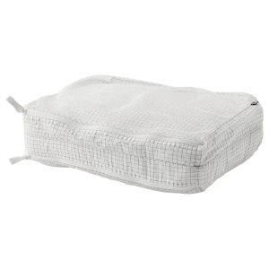 RENSARE Clothes bag with compartment, check pattern/white