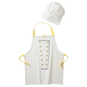 TOPPKLOCKAChildren’s apron with chef’s hat, white/yellow