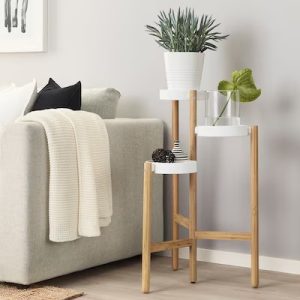 OLIVBLAD Plant stand, in/outdoor light grey, 56 cm