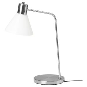 FLUGBO Table lamp, nickel-plated/glass