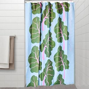 BASTUA Shower curtain, leaf pattern blue/green, 180x180 cm