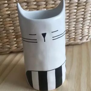 FATALIG Vase, cat off-white12 cm