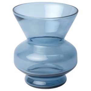 GOKVALLA Vase, blue glass, 13 cm